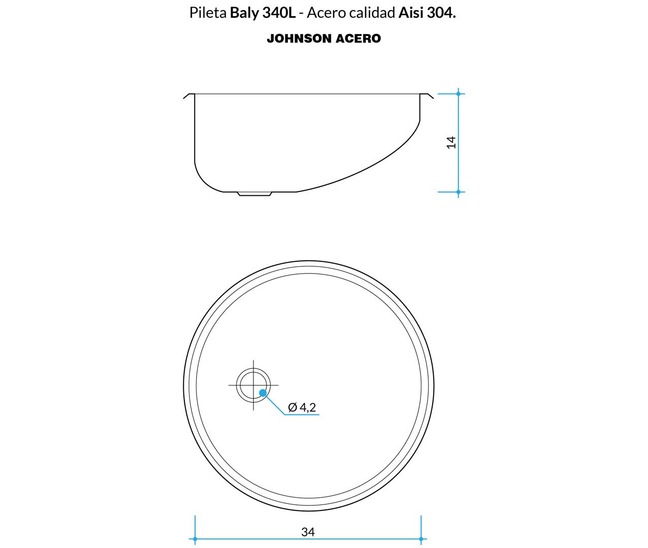 Bacha Pileta Baño Johnson – BALY 340L - Alt