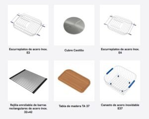 Bacha doble de cocina AXA D78 A de acero inoxidable AISI 304 para bajo o sobre mesada accesorios