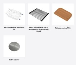 Bacha doble de cocina C 28 de acero inoxidable AISI 304 para instalación bajo mesada accesorios