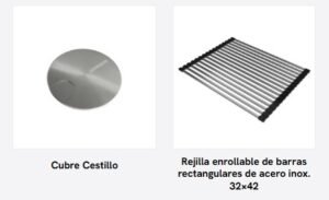 Bacha de cocina E54 de acero inoxidable AISI 304 para instalación bajo mesada accesorios