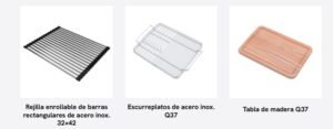 Bacha de cocina Quadra Q37 de acero inoxidable AISI 304, compacta para instalación bajo mesada accesorios