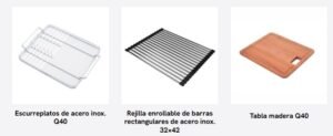 Bacha de cocina Quadra Q40 de acero inoxidable AISI 304 para instalación bajo mesada accesorios