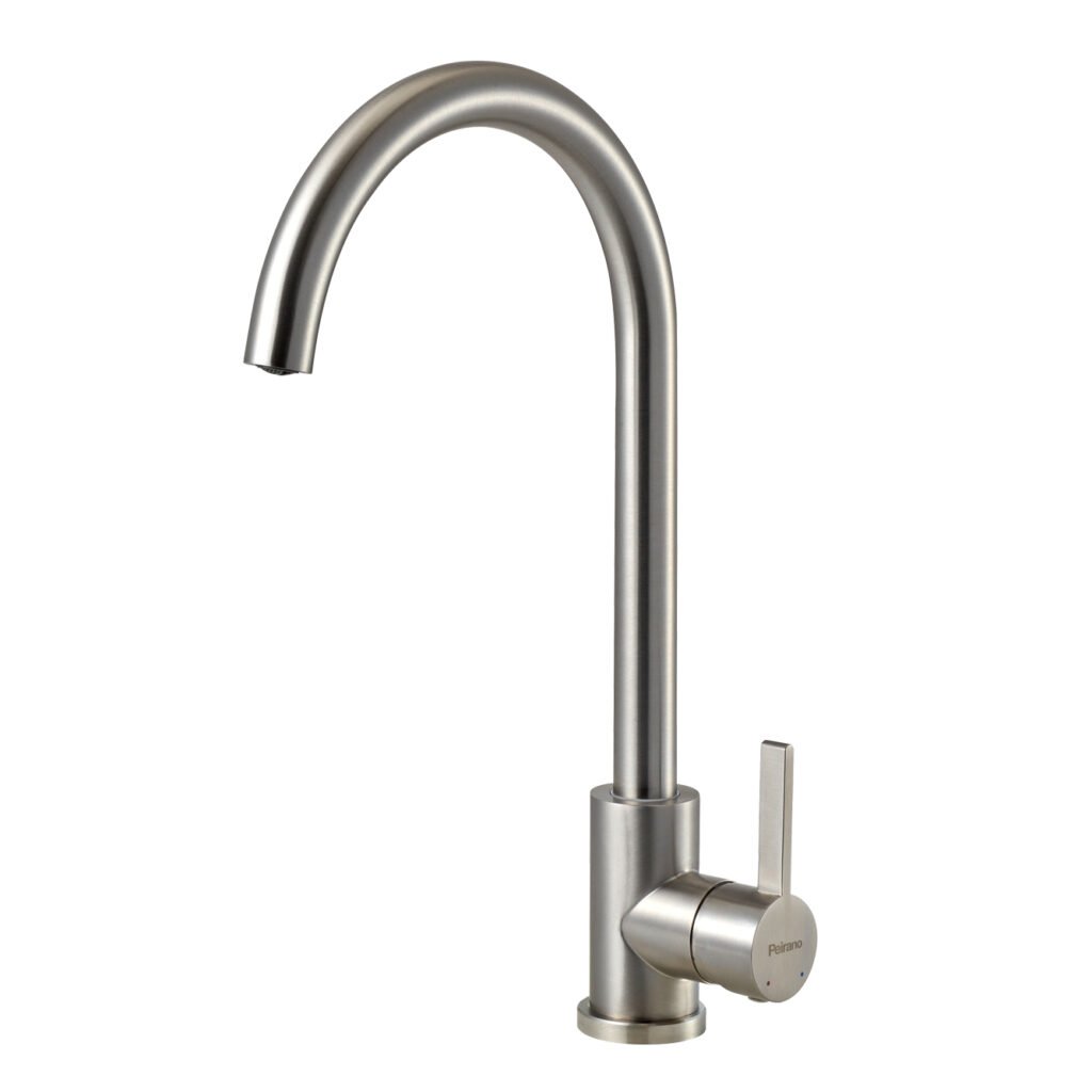 Grifería de cocina Peirano Steel monocomando de acero inoxidable