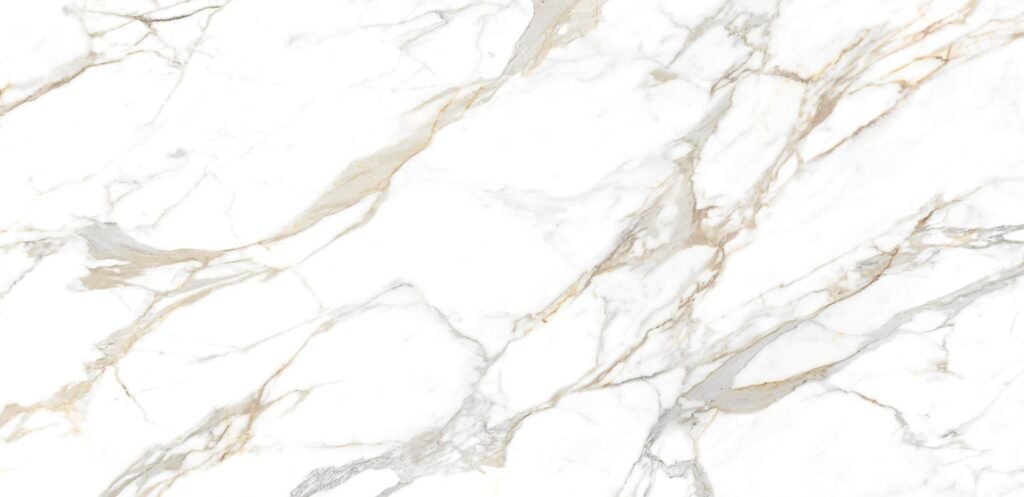 neolith-calacatta-roma-piedra-sinterizada Neolith Calacatta Roma, piedra sinterizada de fondo blanco con delicadas vetas grises y ocres, ideal para mesadas y revestimientos.