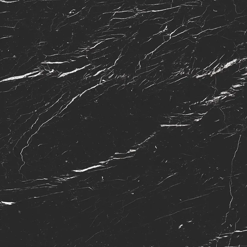 purastone-prima-marquina Purastone Prima Marquina, superficie sinterizada de fondo negro intenso con finas vetas blancas, ideal para mesadas, islas, revestimientos y proyectos de interior y exterior.